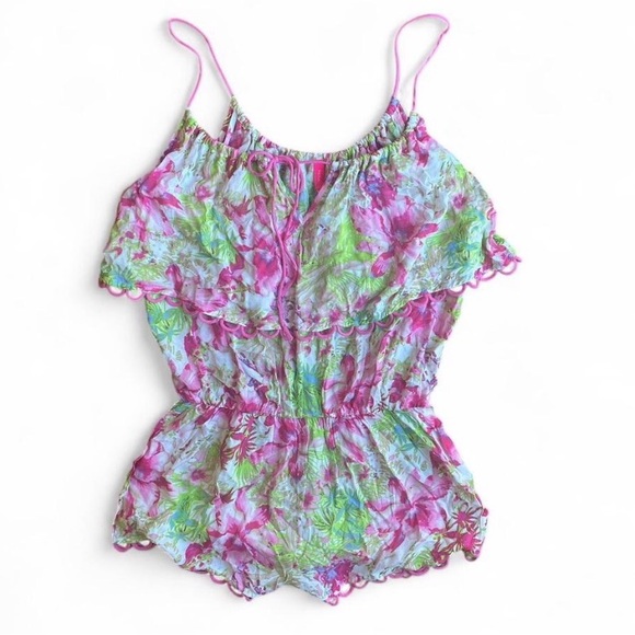 Victoria’s Secret Floral Lightweight Tropical Ruffled Romper Size Small Vacation - Picture 4 of 6